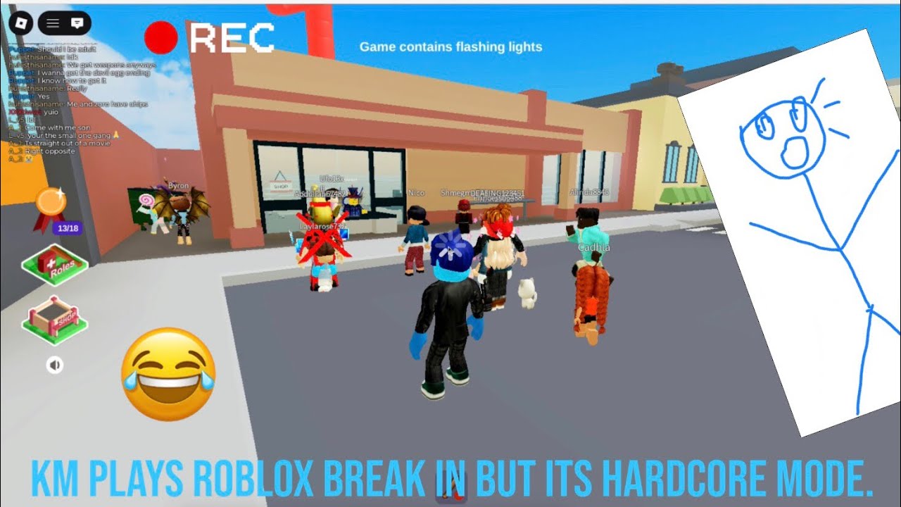 KM, plays Roblox break in (Hardcore Mode)