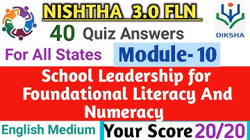 School Leadership For Foundational Literacy and Numeracy Quiz Answer | Nishtha 3.0 module 10 answers