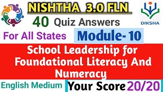 School Leadership For Foundational Literacy and Numeracy Quiz Answer | Nishtha 3.0 module 10 answers