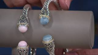 Artisan Crafted Sterling Silver & 18K Gold Gemstone Cuff Bracelet on QVC