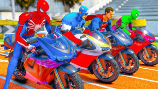 SUPERHERO Competition Challenge Spiderman, Hulk & LUFFY GEAR 5 Motorbike Jump over the Ocean #960