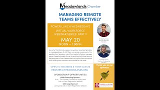 Virtual Workforce Webinar Series #5 -Managing Remote Teams Effectively.