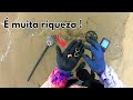 O GATO de OURO e o DIAMANTE de MEIO QUILATE! / detector de metal na praia / 金属探知機