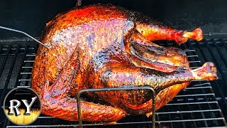 With a mix of hickory and pecan wood, i smoke whole 14 pound turkey on
the oklahoma joe's highland offset smoker after injecting it finishing
off wi...