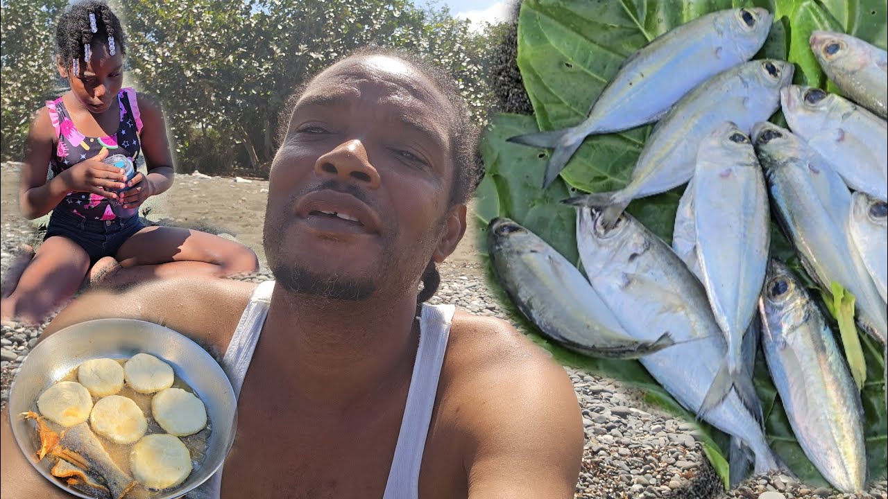 Breakfast settings on the beach fry fish & dumpling 