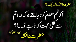 اگر تم معلوم کرنا چاہتے ہو کہ خدا تم سے کتنی محبت کرتا ہے تو Hazrat Ayesha Urdu Quotes