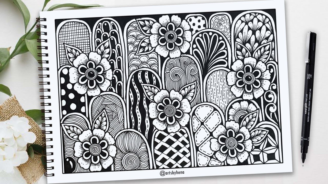 Креативные узоры в технике зентангл ✨Как рисовать узор в технике зентангл для начинающих