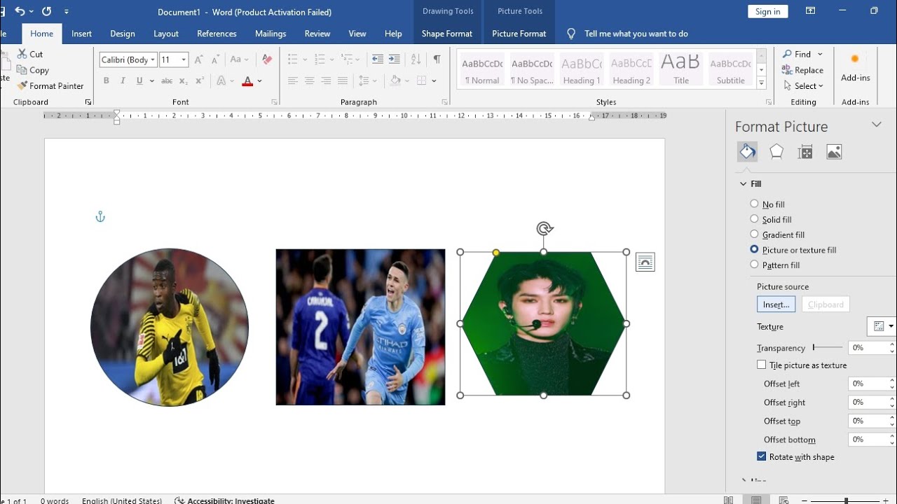 Ms word cara memasukkan gambar ke shape - YouTube