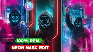 Neon visual glowing face mask editing In picsart app in hindi steps by step | Deepak creations screenshot 2