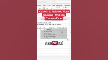 Calcular IMC índice de Masa Corporal y Categoría de Peso con Formulas Excel #imc #formulasexcel