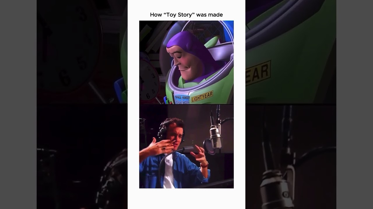 Tom Hanks behind the mic as the voice of Woody in Toy Story showing us the magic of voice acting.