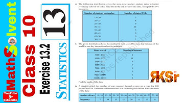Exercise 13.2 class 10 Q4 to Q6 | Statistic class 10 chapter 13 | Mean | Mode | Median | By RK Sir