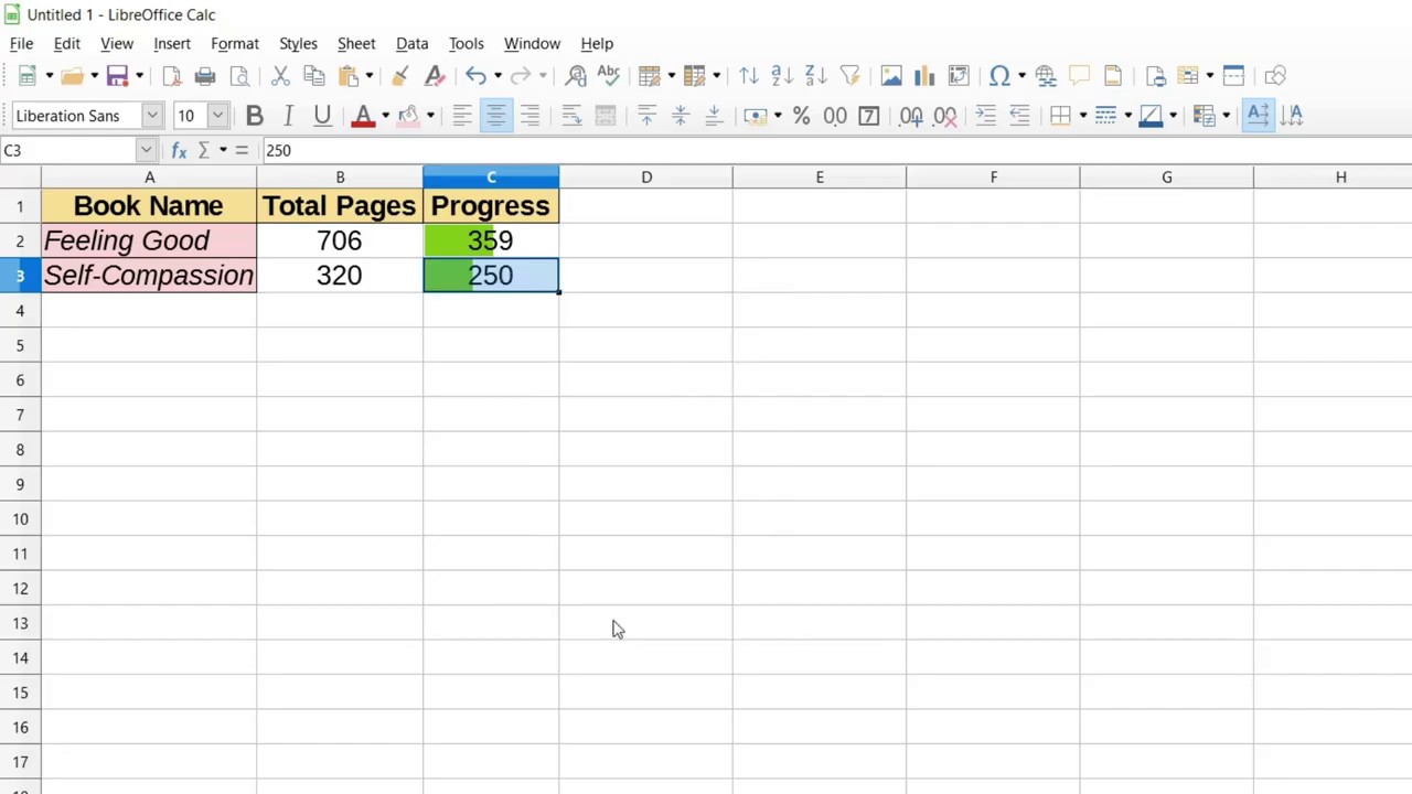 Progress Bar In Libreoffice Calc Spreadsheet Youtube