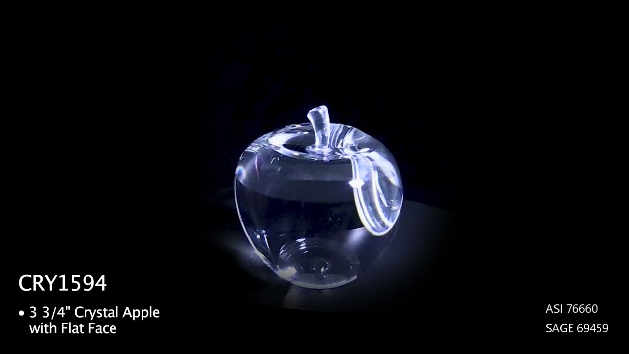 CRY1594 3 3/4" Crystal Apple with Flat Face