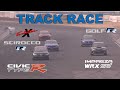 Track race 50  golf r vs scirocco r vs evo x vs impreza vs civic type r