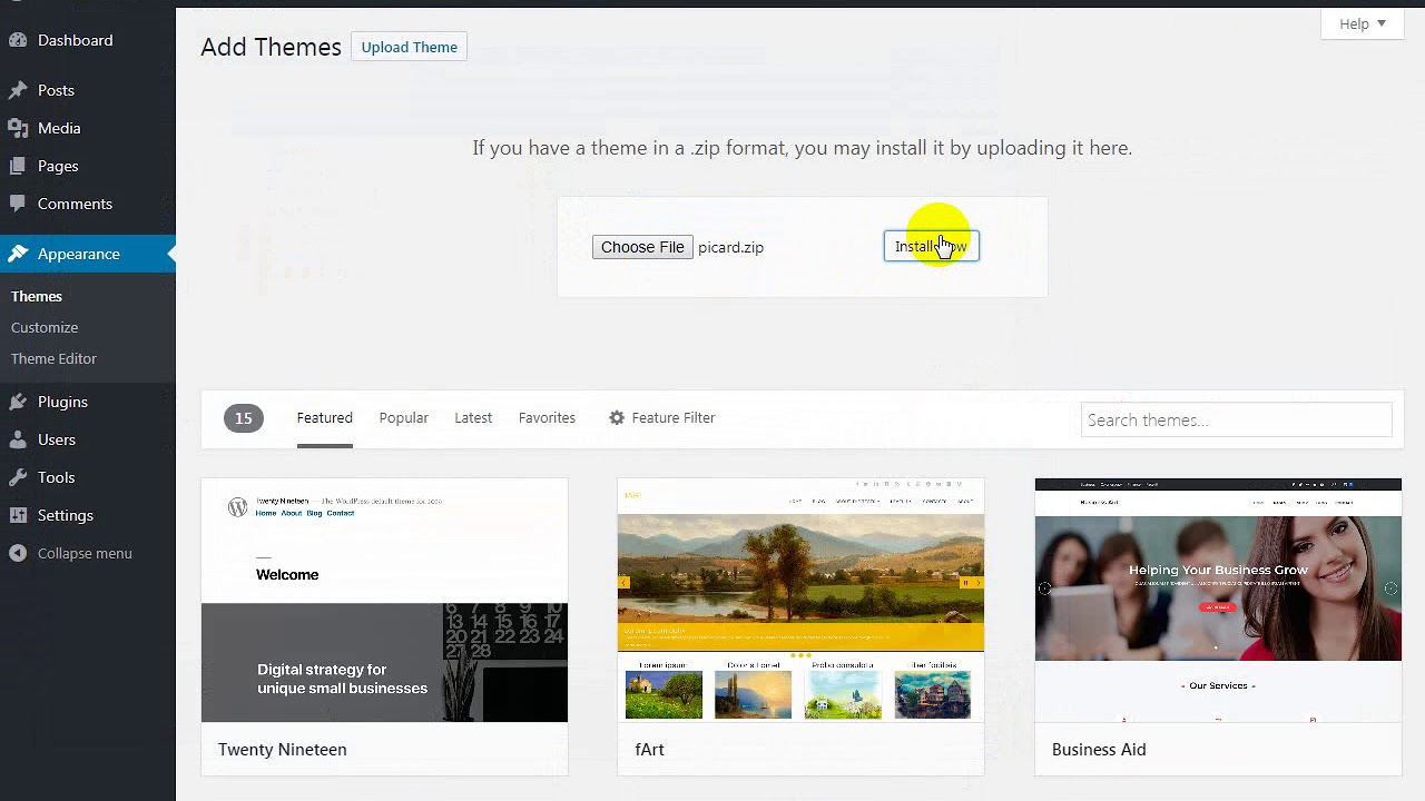 Install Wordpress Theme - YouTube