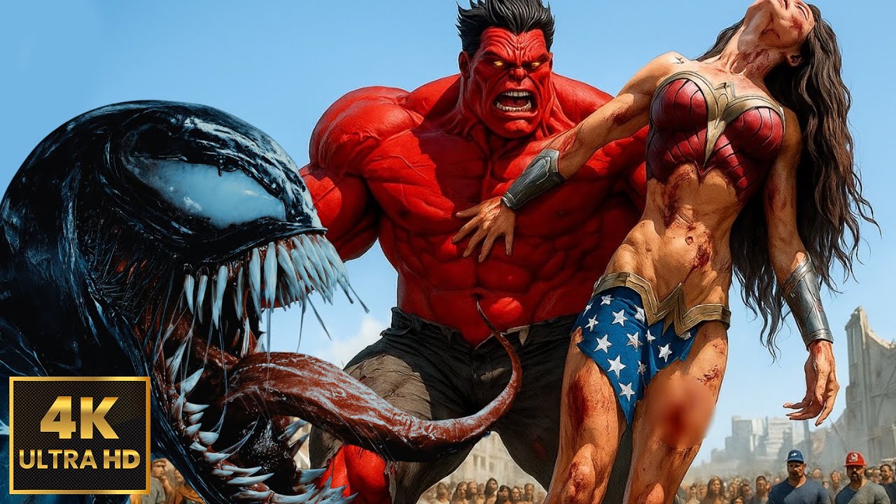 Red Hulk and Wonder Woman vs Venom: The Great Clash on Prehistoric Skull Island