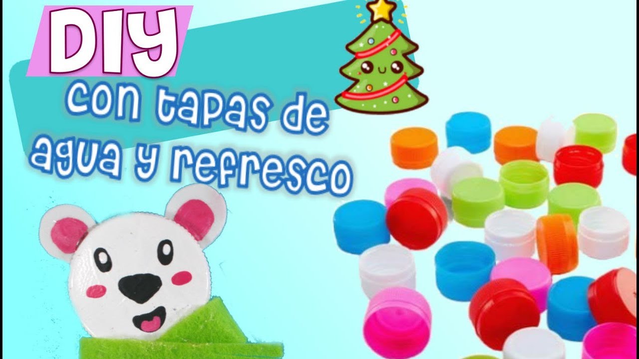 Manualidades de Navidad con tapas pet botella ⛄️ reciclaje tapones plásticos fáciles Regalos kawaii emoticons