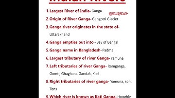 Indian river l MCQ on indian river l  gk questions and answers l Indian river system