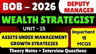 Assets Under Management Growth Strategies MCQ | BOB Deputy Manager Wealth Strategist pdf 2026 | BOB