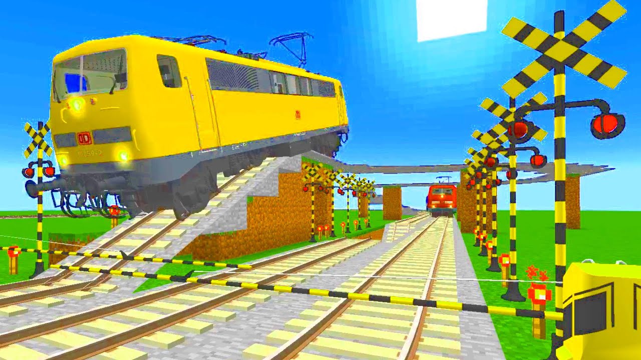 Railway Trains Railroad Crossing Minecraft【踏切アニメ】