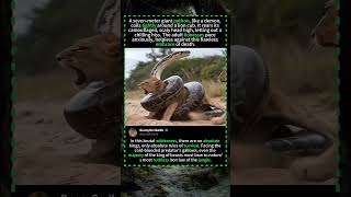 A seven-meter giant python, like a demon,coils tightly around a lion cub#foryou #fyp #animals#funny