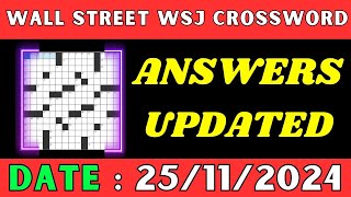 Wall Street WSJ Crossword Clue Answers for Nov 25 2024 | Solved