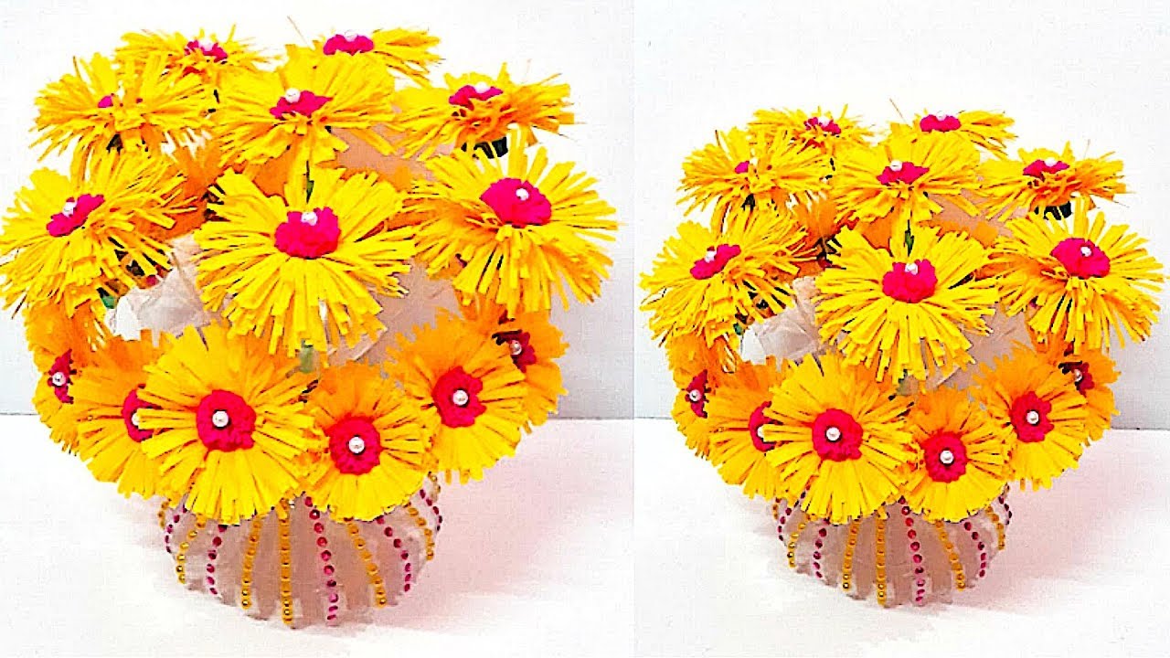Guldasta/flower vase from plastic bottle & Carry bag flower Best out of waste DIY Flower pot