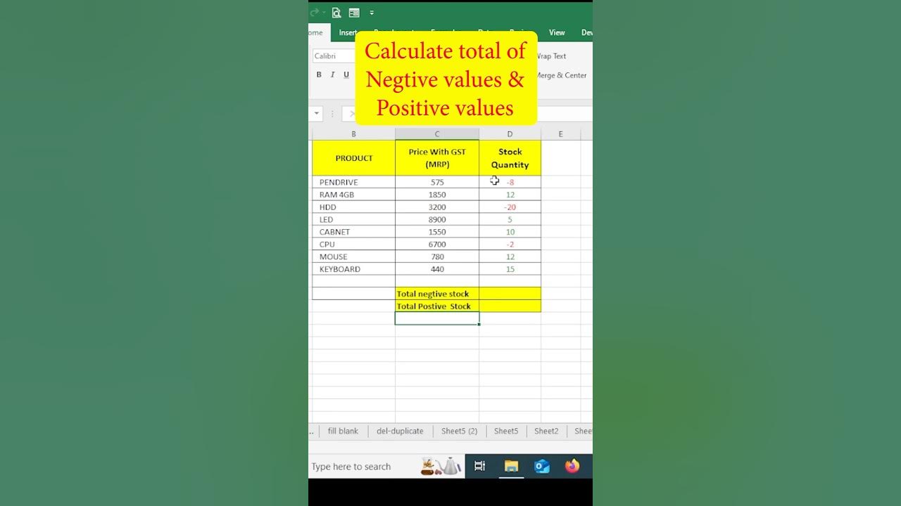 how-to-sum-only-negative-numbers-in-excel-datavalidation-shorts