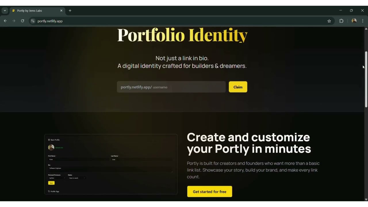 Portly – Create & share your portfolio effortlessly as a link-in-bio.