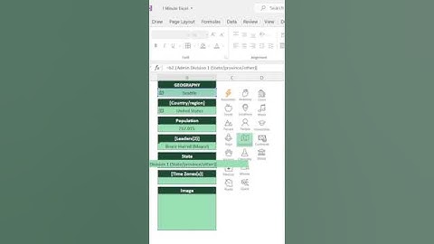 Excel GEOGRAPHY [Data Type] in 19 SECONDS! #shorts #excel