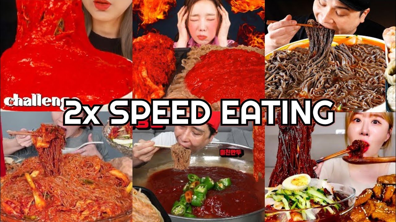 Extremely Spicy Cold Noodles Naengmyeon Mukbang | ASMR 2x Speed Eating Show 
