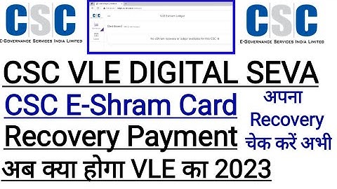 CSC E-Shram Payment Recovery Report Vle Payment Portal Vle || Apna Payment Kaise Chek karen || 2023