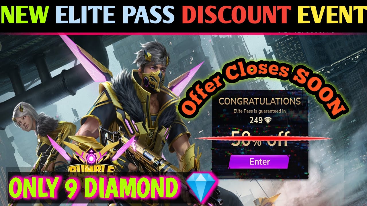 New Freefire elite pass offer discount event | Only 9 Diamond spin trick | FF offer event in Hideout