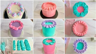 🎂 Decoración de PASTELES para principiantes 12 BORDES BÁSICOS para pastel con una sola duya 1M