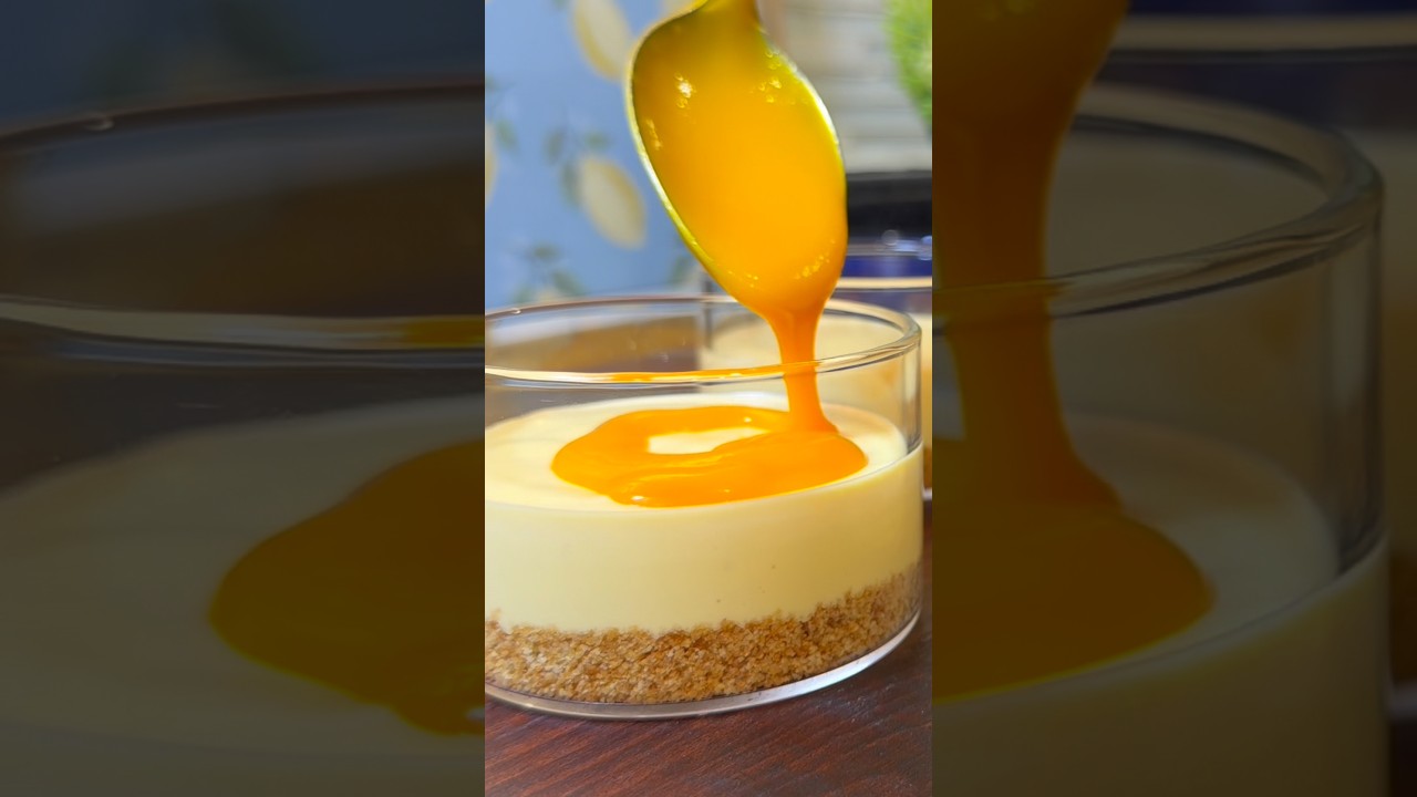 No-bake Mango cheesecake in just 10 minutes 🥭🍰 #recipe #dessert #cheesecakelovers #easyrecipe