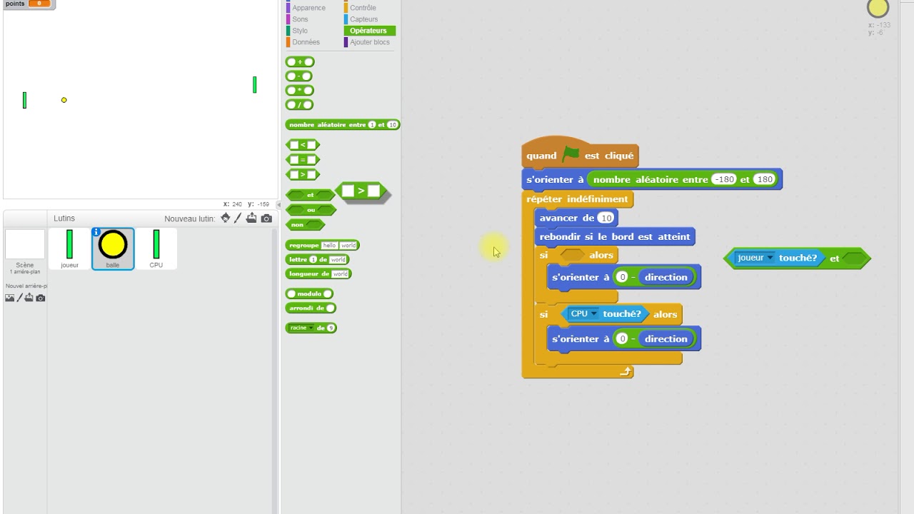 Scratch - Pong - 4 - Rebondir une direction - YouTube