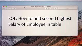 SQL second highest salary from a db table