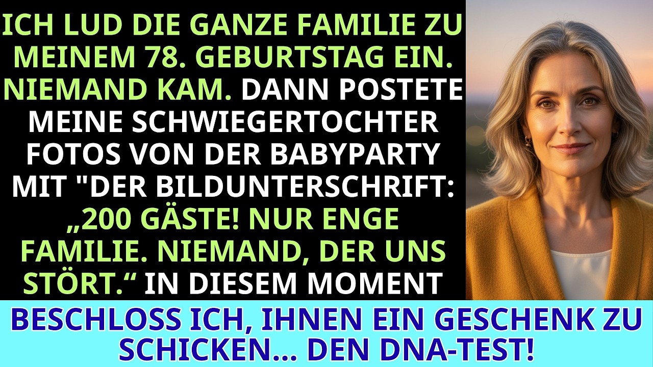 Mein 78. Geburtstag. Ich deckte den Tisch für zwölf Personen und zog das Kleid an, das mein verstorbener Mann liebte. Um vier Uhr wusste ich, dass niemand kommen würde. Dann sah ich Janas...