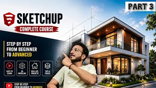 Sketchup Tutorial For Beginners in Urdu / Punjabi | Part 3 |#3d #art #designer #sketchup #design #3d