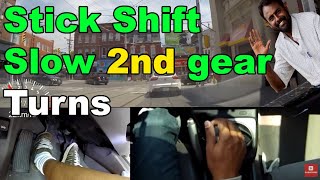(32) clutch in and coast very slow 2nd gear right turns