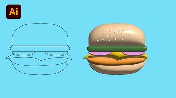 Adobe Illustrator Tutorial - How to Create 3D Vector Burger in Adobe Illustrator || R zone tutorials