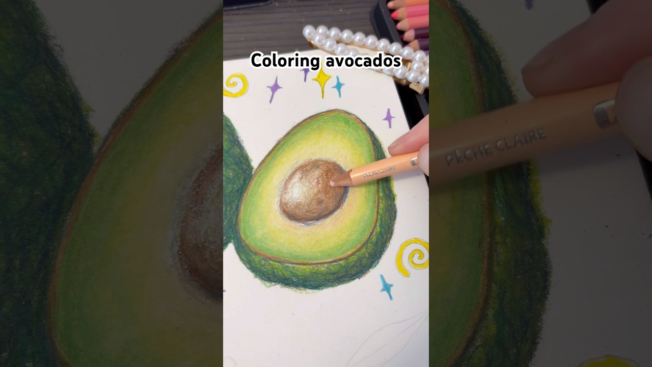 Coloring avocados w colored pencils theory | colored pencil art #drawing #colortheory #coloring