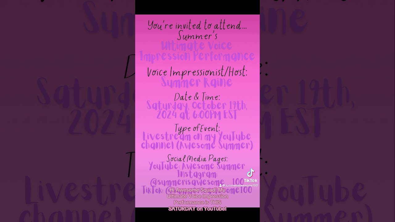 My Ultimate Voice Impression Performance is THIS SATURDAY! 🤩 