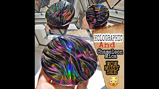 Holographic  And Chameleon Mica Powder Resin Coaster , WOW