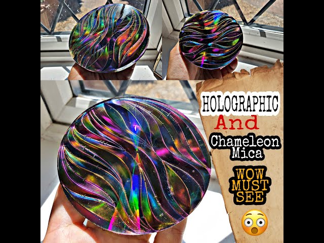 Holographic And Chameleon Mica Powder Resin Coaster , WOW 