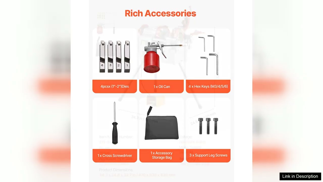 VEVOR Electric Pipe Threader Machine – 750W, 28 RPM, 1/2"–2" Capacity, 3-in-1 Threading/Reaming/Cutting, With Foot Pedal & Dies
