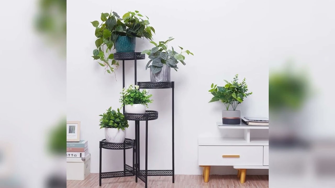 A must-have product! 3/4 Tier Metal Plant Stand Indoor Black Tall Flower Pot Holder Display Rack F