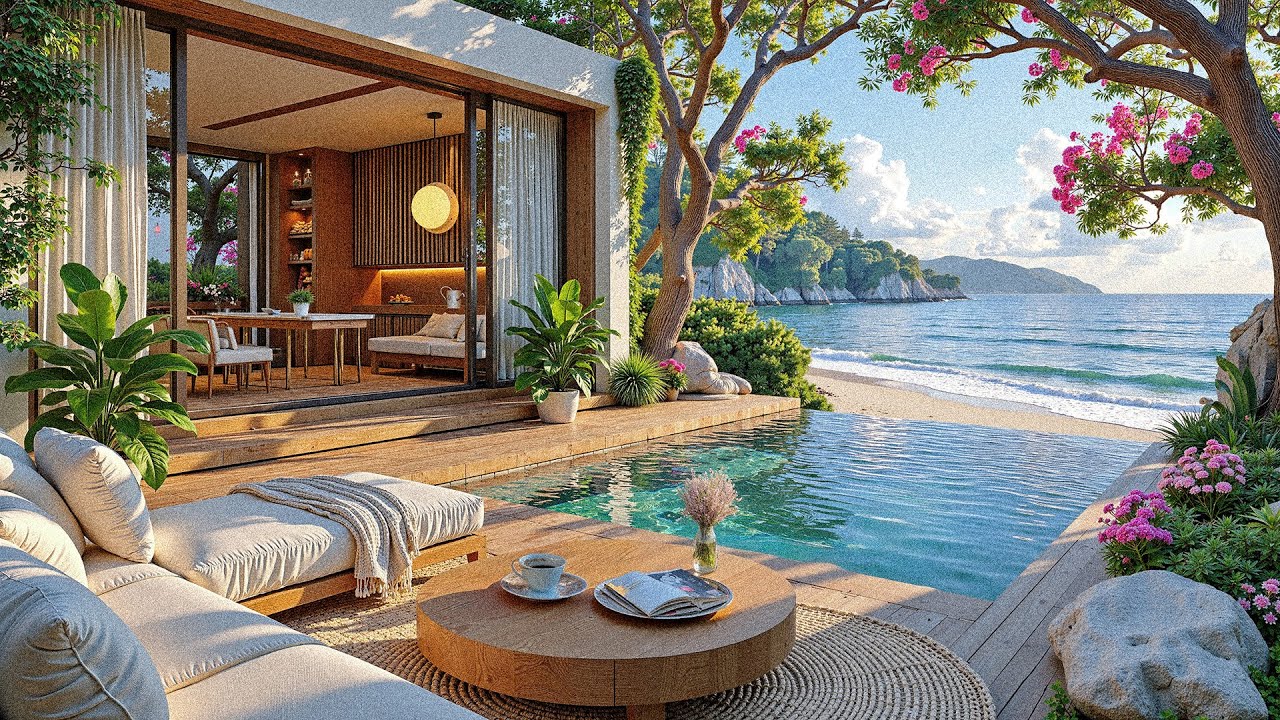 Luxury Ocean Café Jazz 🌊 Cozy Seaside View with Soft Jazz for Focus, Relaxation and Work