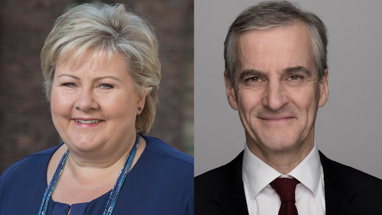 Erna Solberg og Jonas Gahr Støre møtes til debatt.